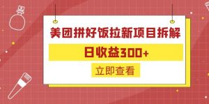 外面收费260的美团拼好饭拉新项目拆解：日收益300+-跃知万川