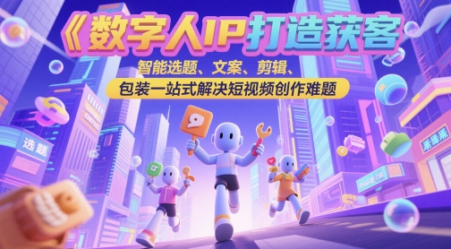 数字人IP打造获客变现实操课，智能选题、文案、剪辑、包装一站式解决短视频创作难题-跃知万川