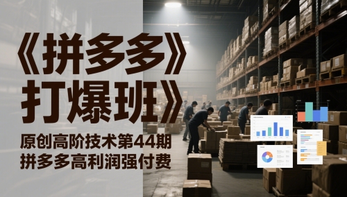 《拼多多打爆班》原创高阶技术第44期，拼多多高利润强付费-跃知万川