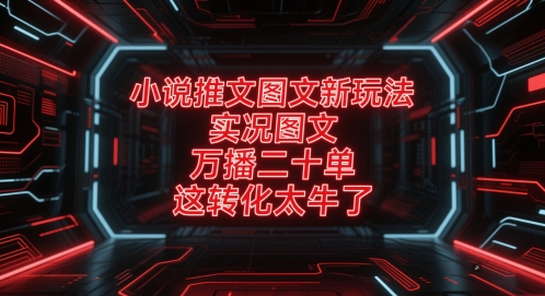 小说推文图文新玩法，实况图文，万播二十单，这转化太牛了！-跃知万川