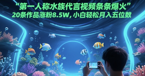 第一人称水族代言视频条条爆火，20条作品涨粉8.5W，小白轻松月入五位数-跃知万川