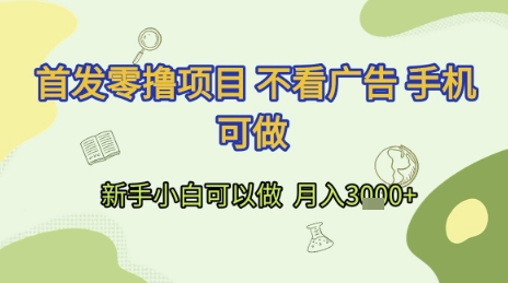 首发零撸项目 不看广告 手机可做 新手小白可以做  月入3k+【揭秘】-跃知万川
