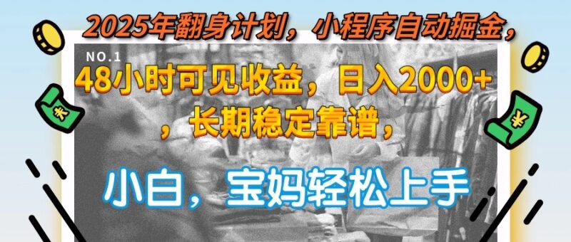 2025年翻身计划,小程序自动掘金48小时可见收益,日入2000+,长期稳定...-跃知万川