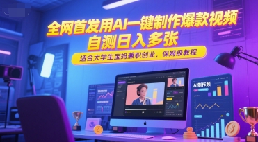 全网首发用AI一键制作爆款视频，自测日入多张，适合大学生宝妈兼职创业，保姆级教程-跃知万川