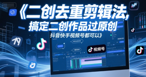 短视频二创去重剪辑法，搞定二创作品过原创，抖音快手视频号都可以-跃知万川