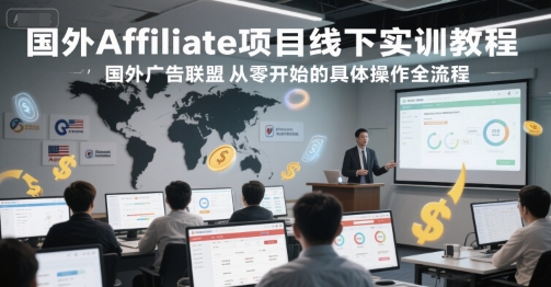 国外Affiliate项目线下实训教程，国外广告联盟从零开始的具体操作全流程-跃知万川