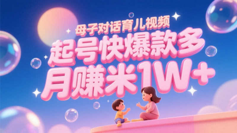 AI生成母子对话育儿类视频,起号快爆款多,小白宝妈轻松学,多渠道变现,月赚米1W+-跃知万川
