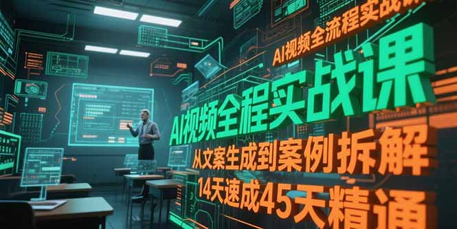AI视频全流程实战课，从文案生成到案例拆解，14天速成45天精通-跃知万川