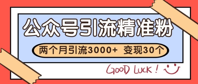 公众号精准粉引流玩法 2个月3000+精准粉 变现30万+-跃知万川