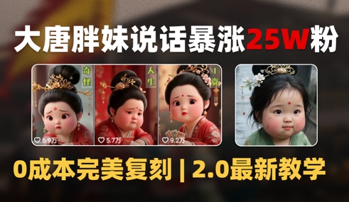 AI大唐胖贵妃说话2.0，40条视频暴涨40w粉，附独家变现攻略-跃知万川