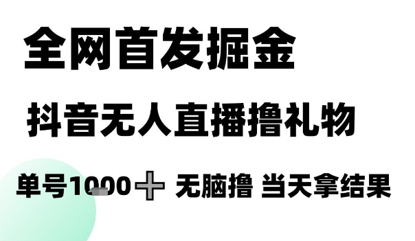 全网首发掘金抖音无人直播撸礼物，单号1k +无脑撸，当天拿结果【揭秘】-跃知万川