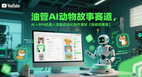 油管AI动物故事赛道，AI+RPA机器人流程自动化制作素材【保姆级教程】-跃知万川