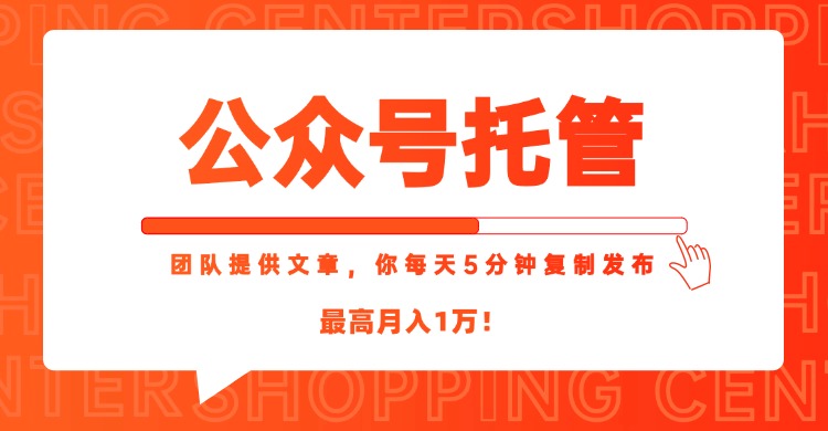 【公众号托管 】我提供文章，你每天５分钟复制发布，最高月入1W-跃知万川