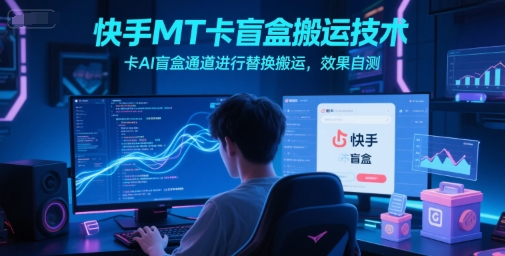 快手MT卡盲盒搬运技术，卡AI盲盒通道进行替换搬运，效果自测-跃知万川