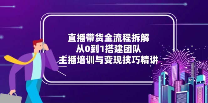 直播带货全流程拆解：从0到1搭建团队，主播培训与变现技巧精讲-跃知万川