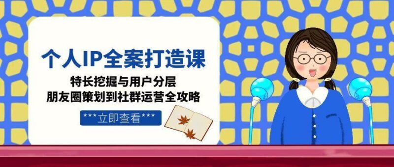 个人IP全案打造课，特长挖掘与用户分层，朋友圈策划到社群运营全攻略-跃知万川