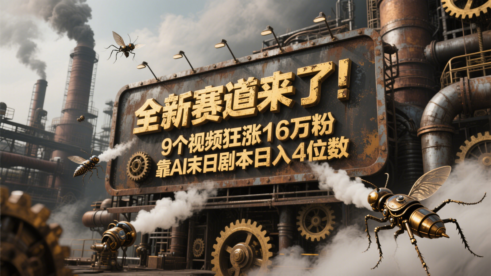 全新赛道来了！9个视频狂涨16万粉，靠AI末日剧本日入4位数，评论区爆肝追更！-跃知万川