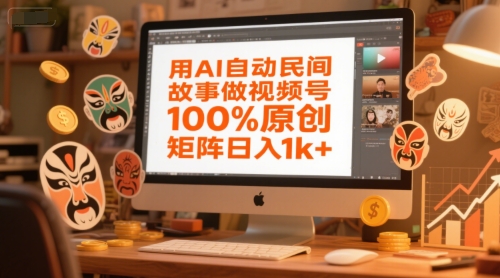 用AI自动民间故事做视频号，100%原创，矩阵日入1k+-跃知万川