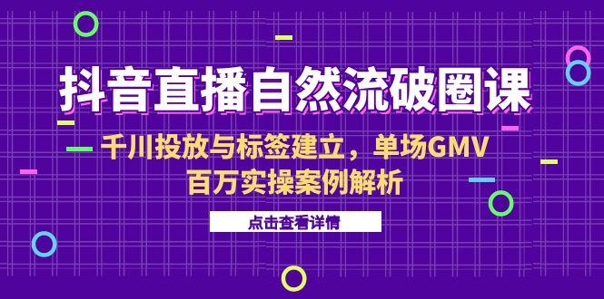 抖音直播自然流破圈课-6月，千川投放与标签建立，单场GMV百万实操案例解析-跃知万川