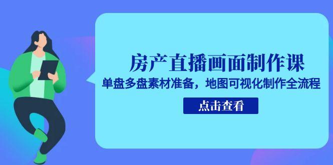 房产直播画面制作课，单盘多盘素材准备，地图可视化制作全流程-跃知万川