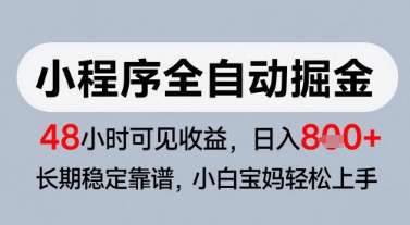 微信小程序全自动掘金，快速见收益，长期稳定靠谱，零基础友好，日入8张【揭秘】-跃知万川