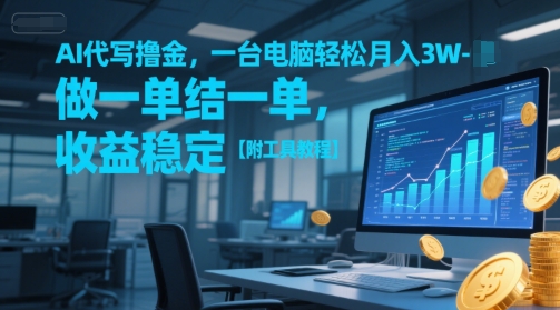 AI代写撸金，一台电脑轻松月入1-3W，做一单结一单，收益稳定【附工具教程】-跃知万川