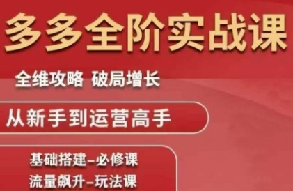 拼多多全阶实战课程，全维攻略，破局增长，从新手到运营高手-跃知万川