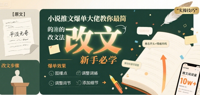 小说推文爆单大佬教你最简单的改文方法实操课，新手必学-跃知万川
