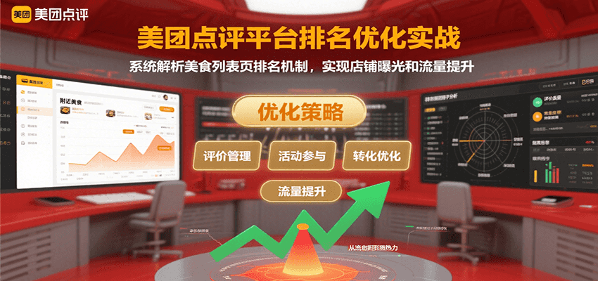 美团点评平台排名优化实战，系统解析美食列表页排名机制，实现店铺曝光和流量提升-跃知万川