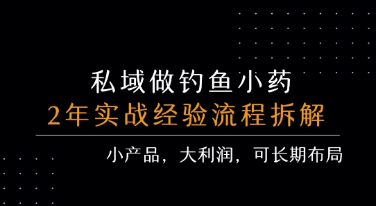 私域做钓鱼小药 每单利润3张+ 详细流程拆解-跃知万川