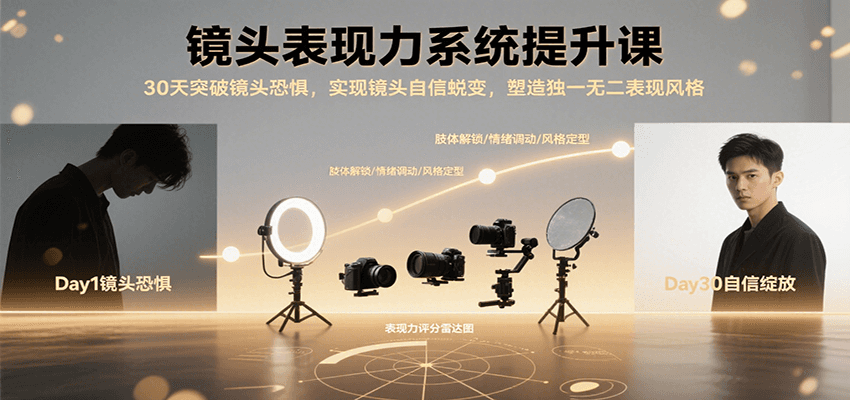镜头表现力系统提升课，30天突破镜头恐惧实现自信蜕变，塑造独一无二表现风格-跃知万川