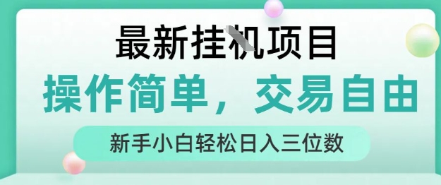 最新挂G项目，操作简单，交易自由，人人可上手，新手小白轻松日入三位数【揭秘】-跃知万川