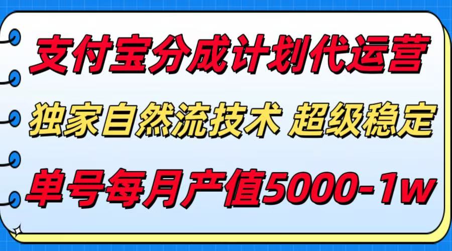 支付宝分成计划代运营，独家自然流技术，收益稳定，单号月产5000＋-跃知万川