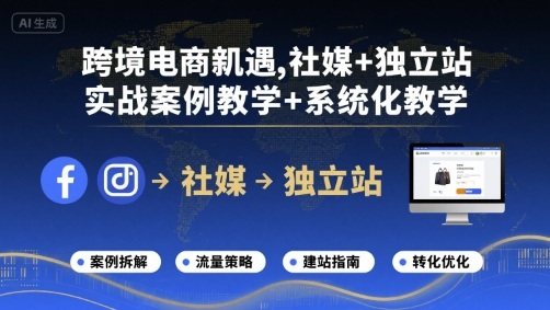 跨境电商新机遇，社媒+独立站，实战案例教学+系统化教学-跃知万川