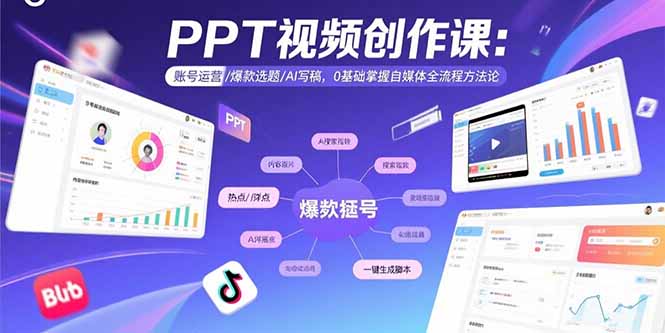 PPT视频创作课：账号运营/爆款选题/AI写稿，0基础掌握自媒体全流程方法论-跃知万川