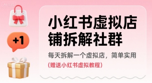 小红书虚拟店铺拆解社群，每天拆解一个虚拟店，简单实用(赠送小红书虚拟教程)-跃知万川