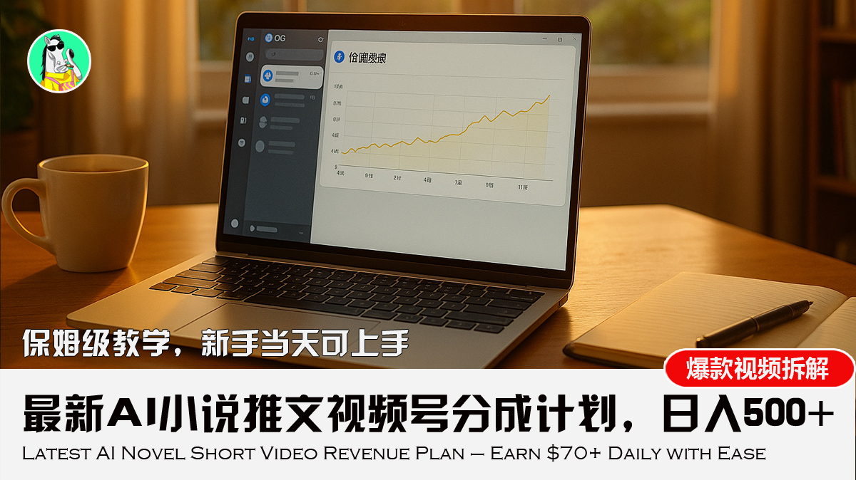 最新AI小说推文视频号分成计划，新手小白也能当天日入500+教程-跃知万川