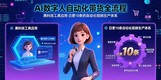 AI数字人自动化带货全流程：黑科技工具应用 日更10条的自动化视频生产体系-跃知万川