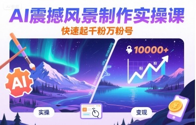AI震撼风景制作实操课，快速起千粉万粉号-跃知万川