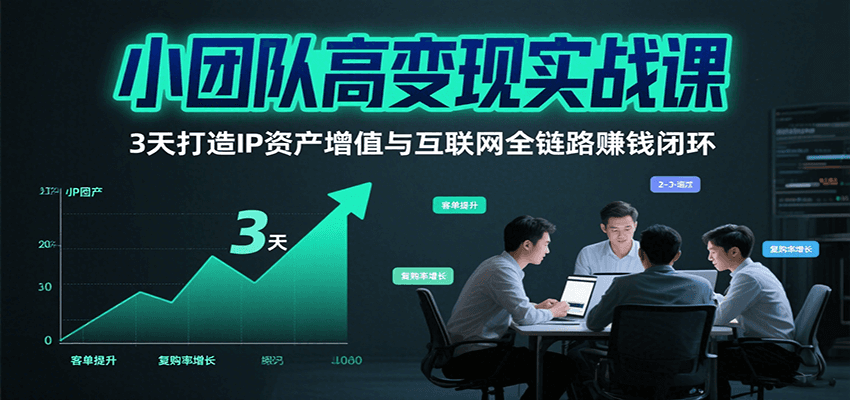小团队高变现实战课，3天打造IP资产增值与互联网全链路赚钱闭环(第二期)-跃知万川
