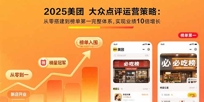 2025美团 大众点评运营策略:从零搭建到榜单第一完整体系,实现业绩10倍增长-跃知万川