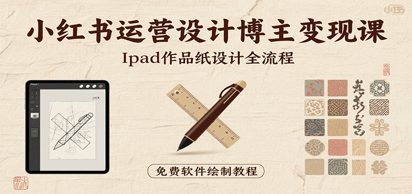 小红书运营设计博主变现课：iPad 上手作品纸设计，含全流程及细节技巧，避坑少绕路-跃知万川