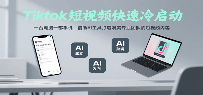 Tiktok短视频快速冷启动，一台电脑一部手机，借助AI工具打造媲美专业团队的短视频内容-跃知万川
