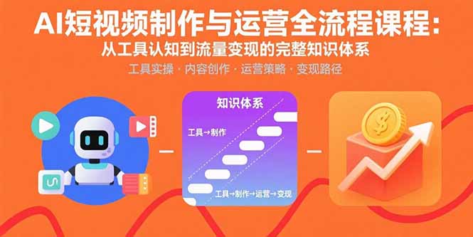 AI短视频制作与运营全流程课程：从工具认知到流量变现的完整知识体系-跃知万川