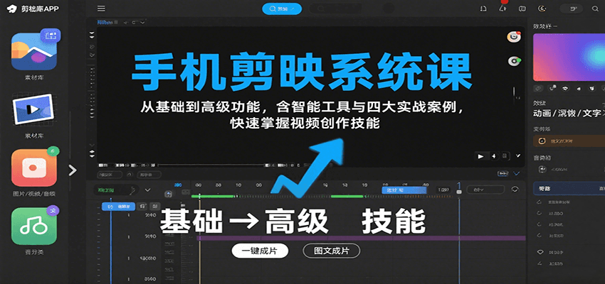 图片[1]-手机剪映系统课，从基础到高级功能，含智能工具与四大实战案例，快速掌握视频创作技能-跃知万川