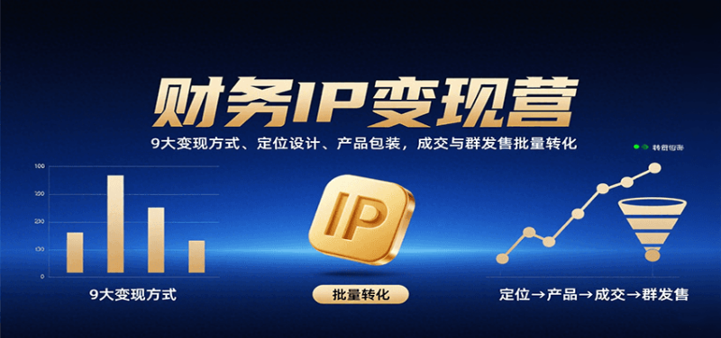 财务IP变现营：9大变现方式、定位设计、产品包装，成交与群发售批量转化-跃知万川