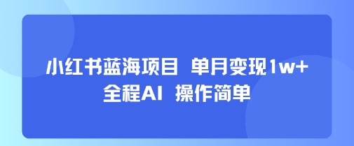 小红书蓝海项目 单月变现1w+ 全程AI 操作简单-跃知万川