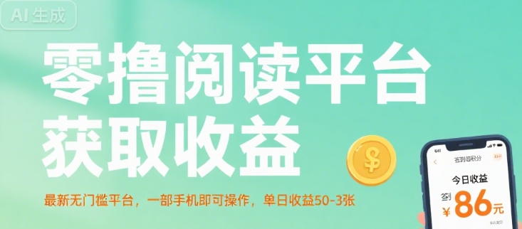 零撸阅读平台获取收益，最新无门槛平台，一部手机即可操作，单日收益50-3张【揭秘】-跃知万川