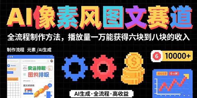 AI像素风图文赛道：全流程制作方法，播放量一万能获得6块到8块的收入-跃知万川
