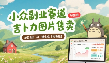 小众副业赛道 吉卜力图片售卖 单日2张+ AI一键生成【附教程】-跃知万川